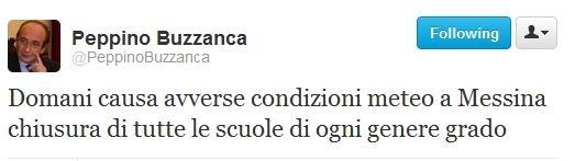 BUZZANCA: DOMANI SCUOLE CHIUSE, IL SINDACO AVVISA TRAMITE TWITTER