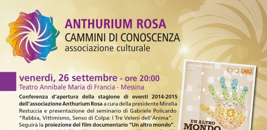 “ANTHURIUM ROSA – CAMMINI DI CONOSCENZA”: DAL 26 AL 28 SETTEMBRE TRE EVENTI A MESSINA