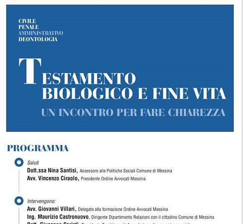 Testamento biologico e fine vita: domani il convegno per discutere di DAT