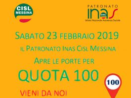 Quota 100, sabato 23 consulenza gratuita del patronato Inas Cisl