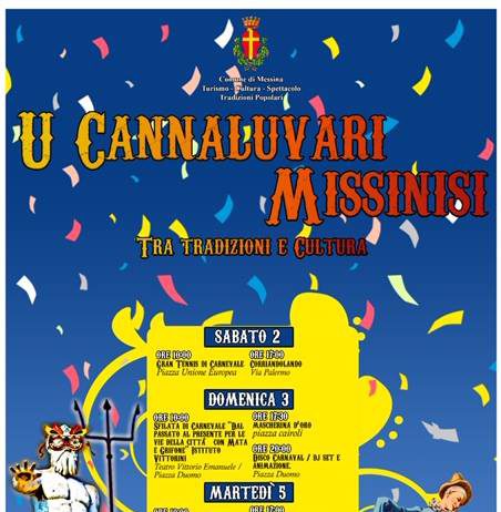 Al via oggi “U Cannaluvari Missinisi”, il programma