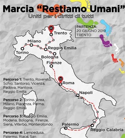 “Restiamo umani”, in marcia da Trento a Lampedusa, contro odio e razzismo