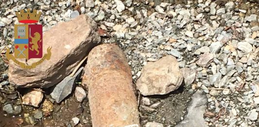 Granata d’artiglieria rinvenuta a Tortorici