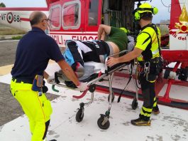 Cade dalla moto a Monforte S.Giorgio, soccorso dalle unità aeree dei Vigili del Fuoco di Catania