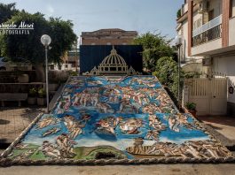 Infiorata Terme Vigliatore, riprodotto il GIUDIZIO UNIVERSALE di Michelangelo