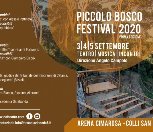 Teatro: ai Colli Sarrizzo 3, 4 e 5 settembre la Prima Edizione del “Piccolo Bosco Festival 2020”