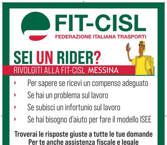 Rider, martedì 16 febbraio a Messina formazione di Fit Cisl su diritti e trattamento economico