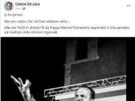 Cateno De Luca accetta la sconfitta, alle 19 annuncia una diretta fb