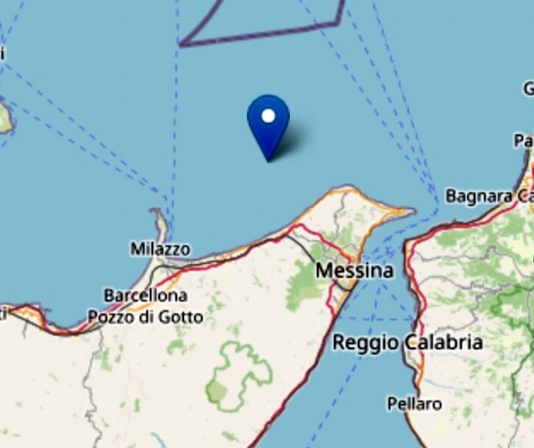 Terremoto: scossa di magnitudo 2.7 al largo della costa messinese
