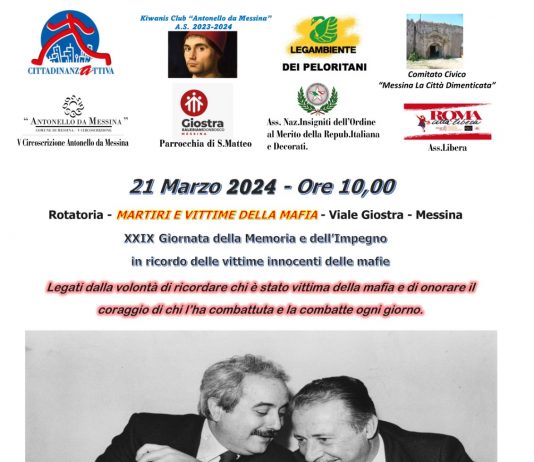 XXIX giornata nazionale dedicata alla memoria e all’impegno in ricordo delle vittime innocenti delle mafie, iniziativa del Kiwanis Club Antonello da Messina e Cittadinanzattiva Sicilia