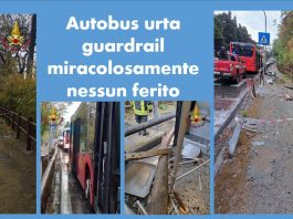 Autobus urta guardrail, miracolosamente nessun ferito